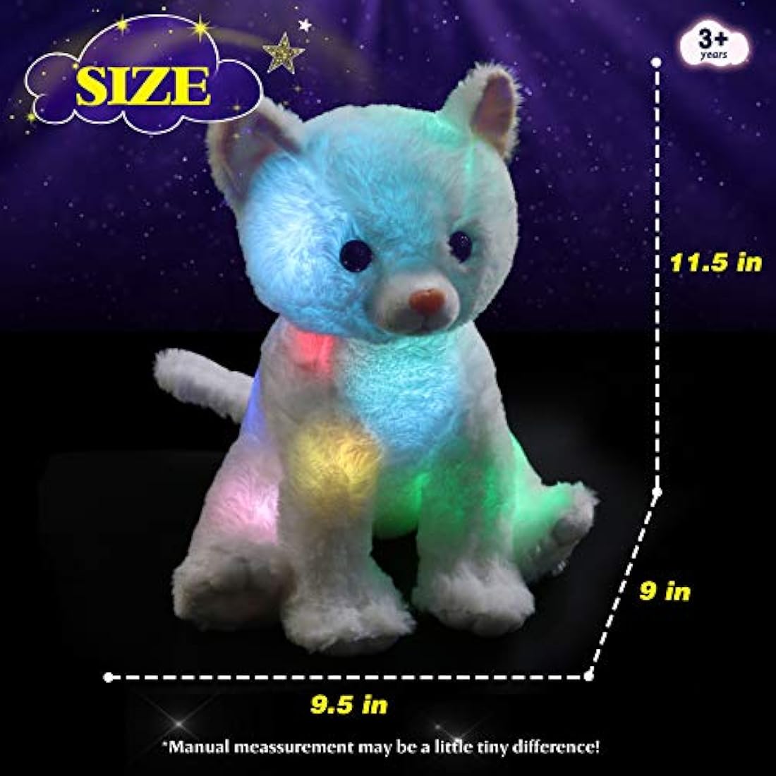 Almohada de peluche con luz para gatito