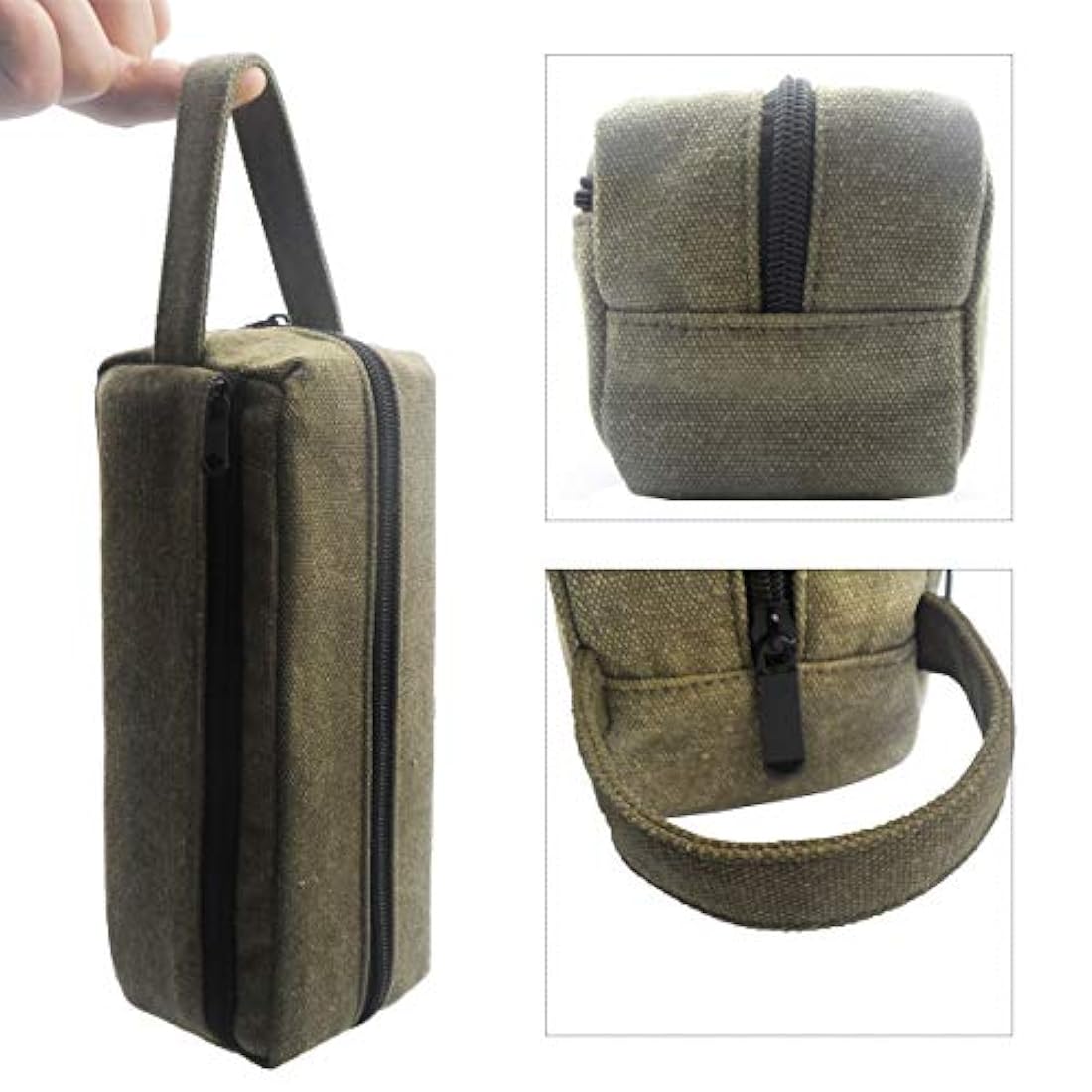 Estuche grande de lona con asa y 2 compartimentos c