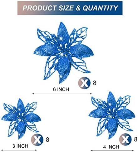 24 Piezas Flores Poinsettia Artificiales Decoración Navidad