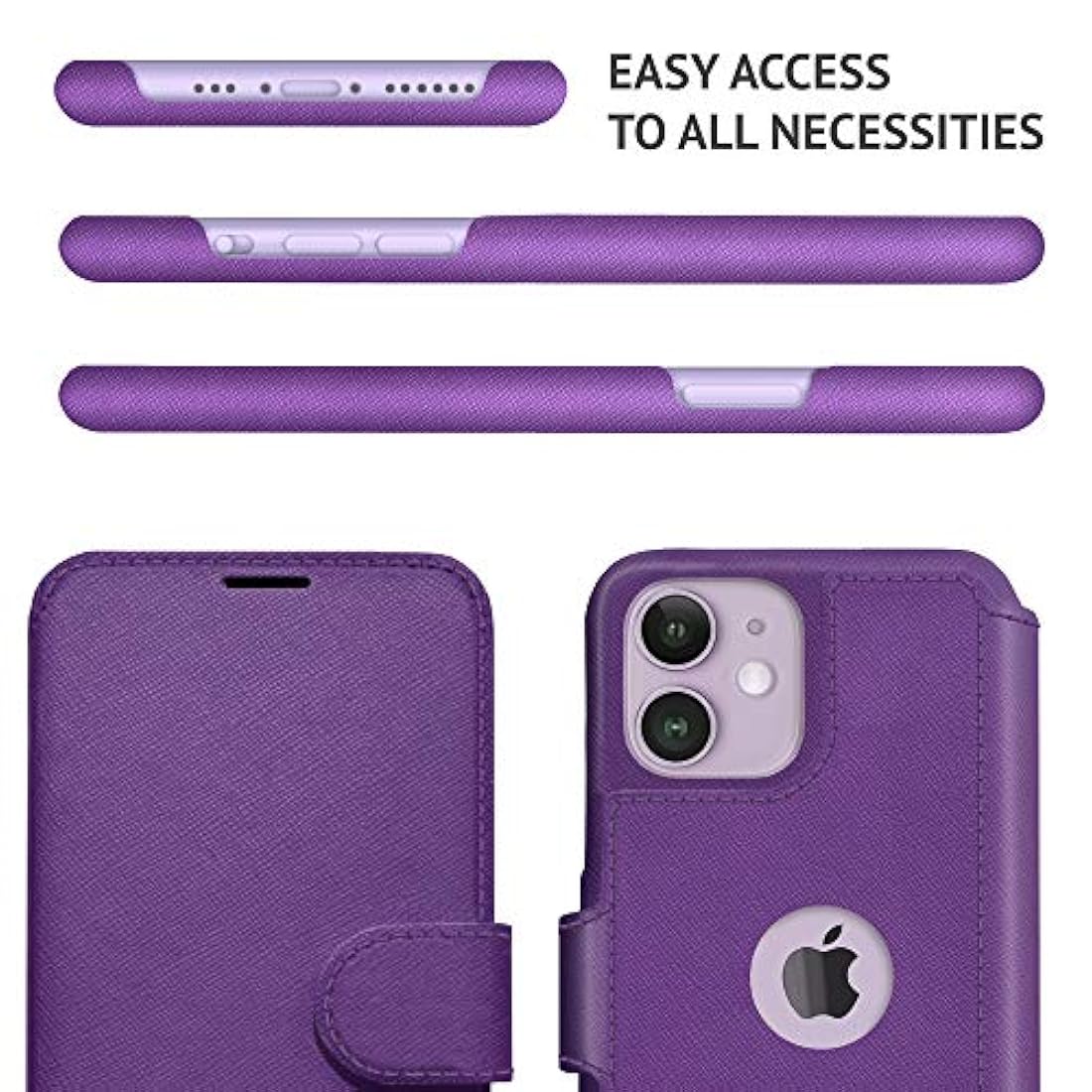 LUPA - Funda tipo cartera para iPhone 11, 11, Púrpura