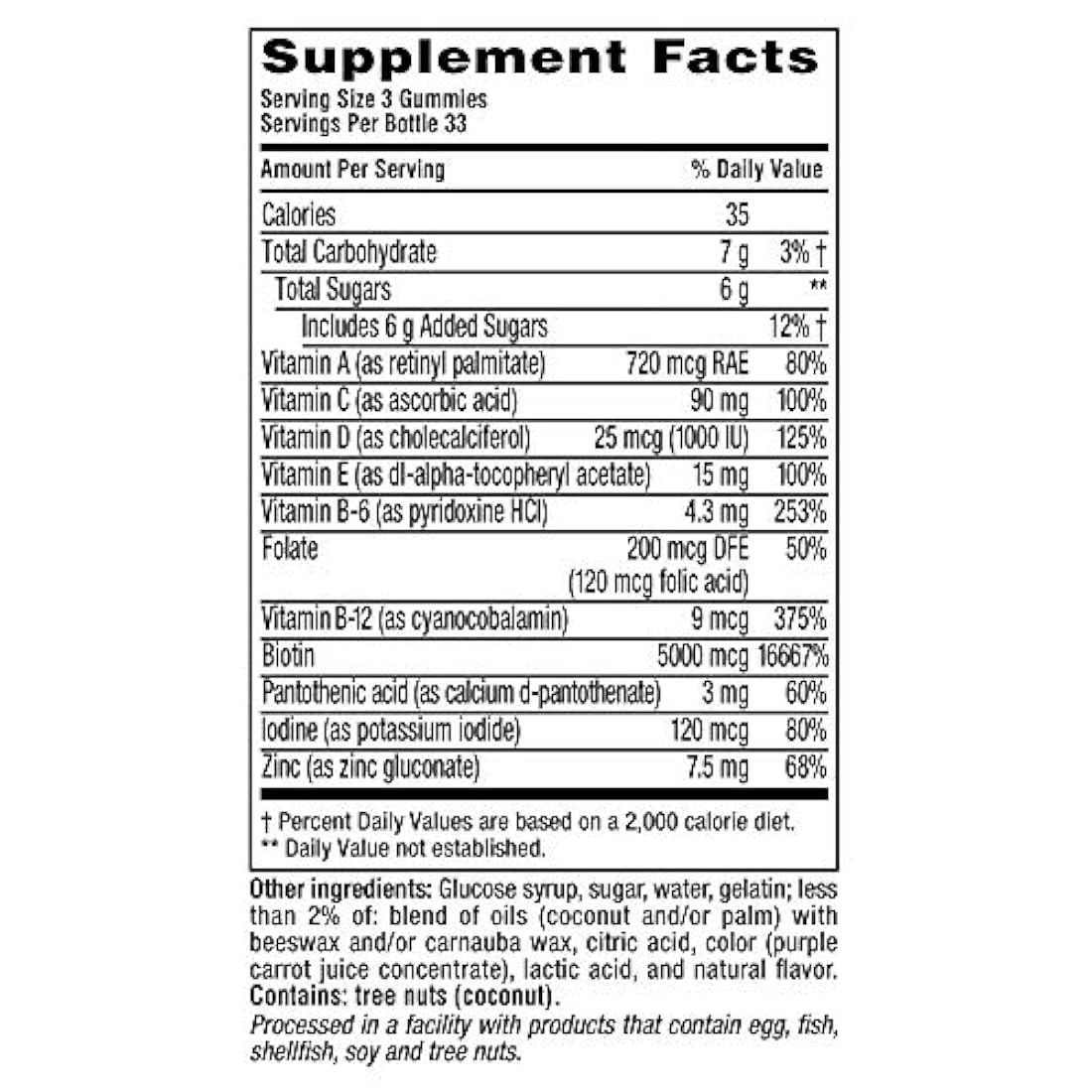 Vitafusion Gorgeous Hair, Skin & Nails Multivitamin Gummy Vitamins, 100 unidades