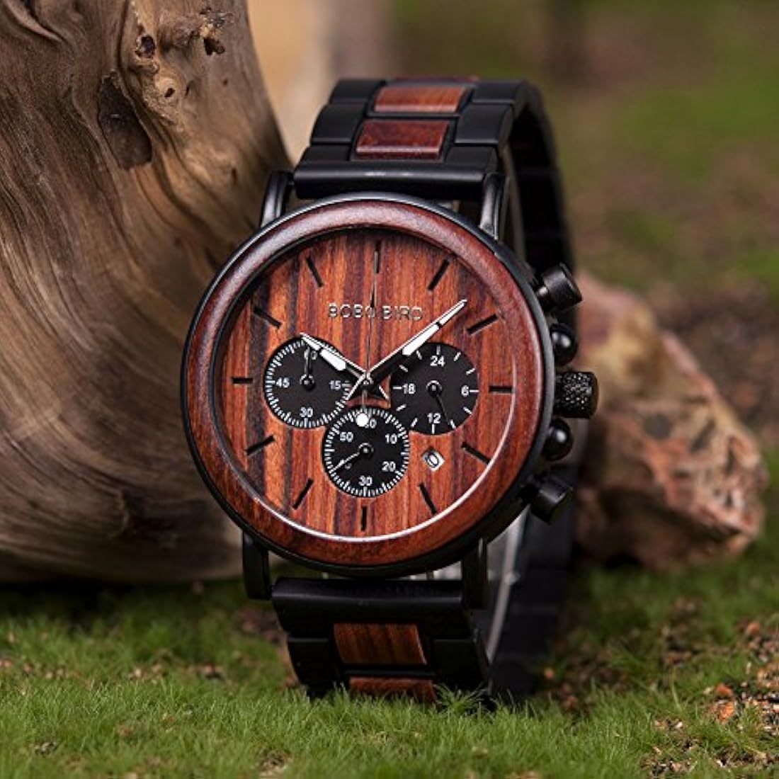 Reloj de pulsera casual para hombre, de madera