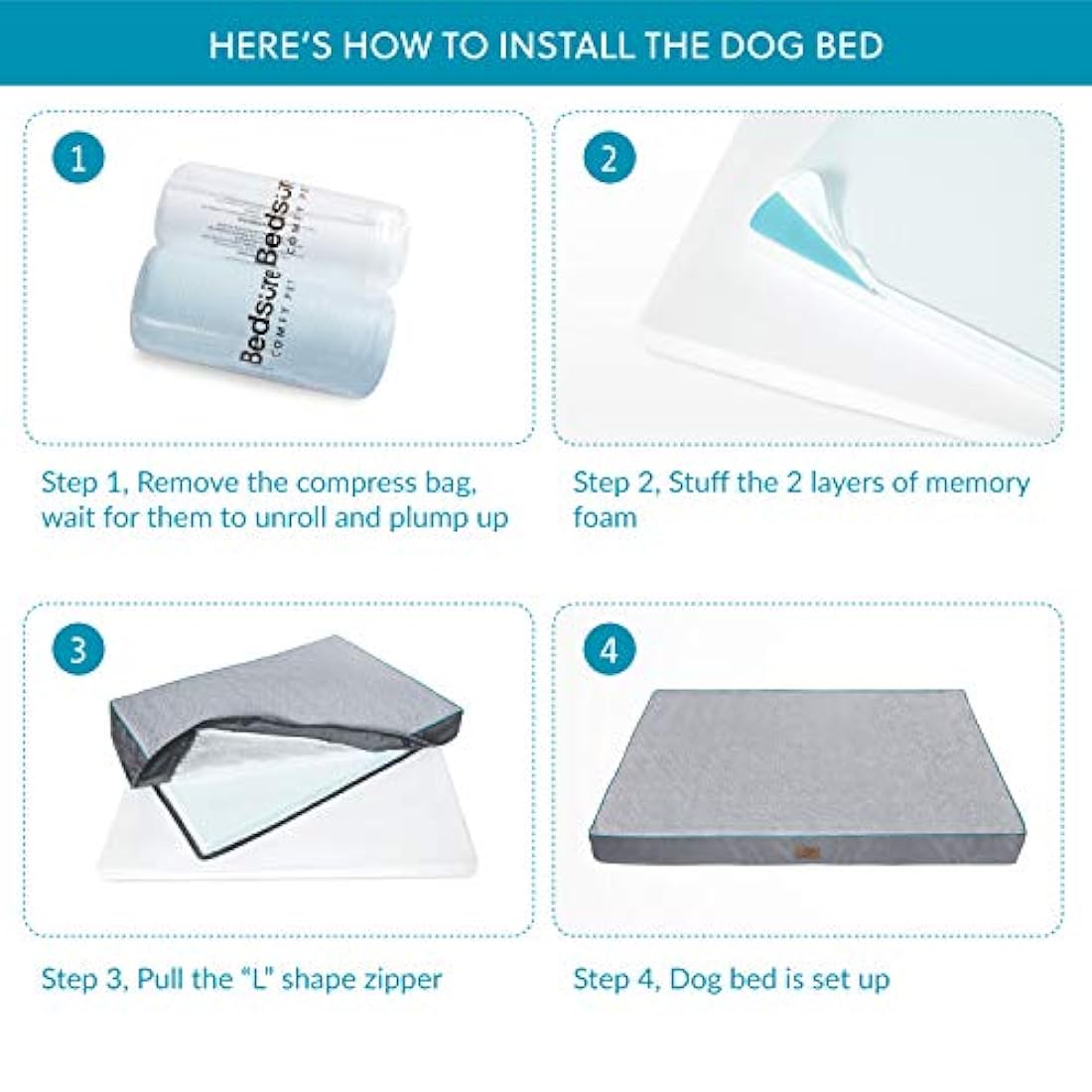 Bedsure Cama ortopédica de espuma viscoelástica para perros