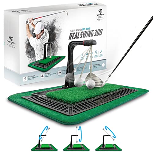 WINNER SPIRIT Real Swing 300 - Ayuda de entrenamiento para columpios de golf, verdadero impacto, el camino a la confirmación, altura ajustable, construcción resistente, portátil para columpios de golf