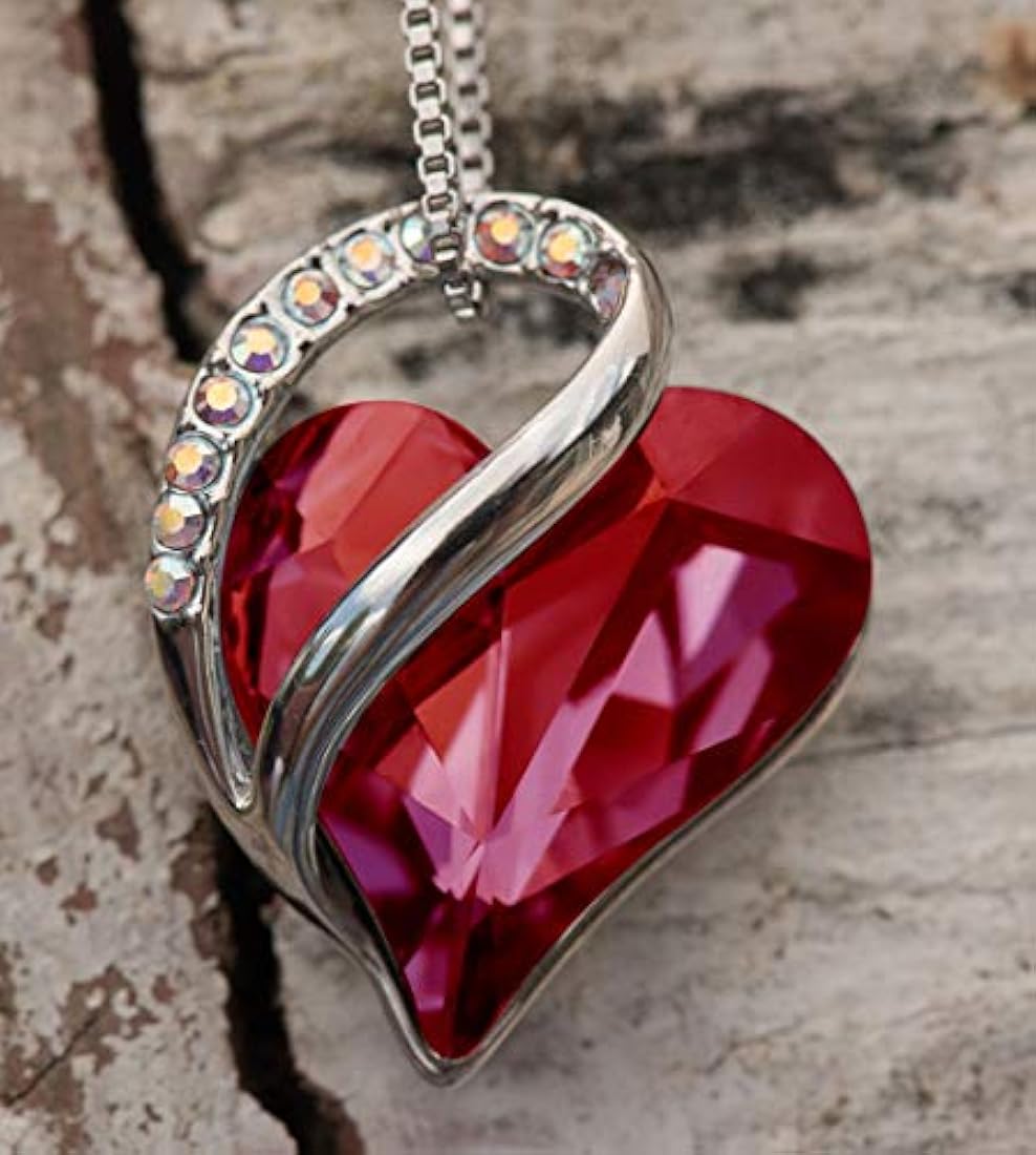 Collar con colgante de corazón de cristal plateado 17/2