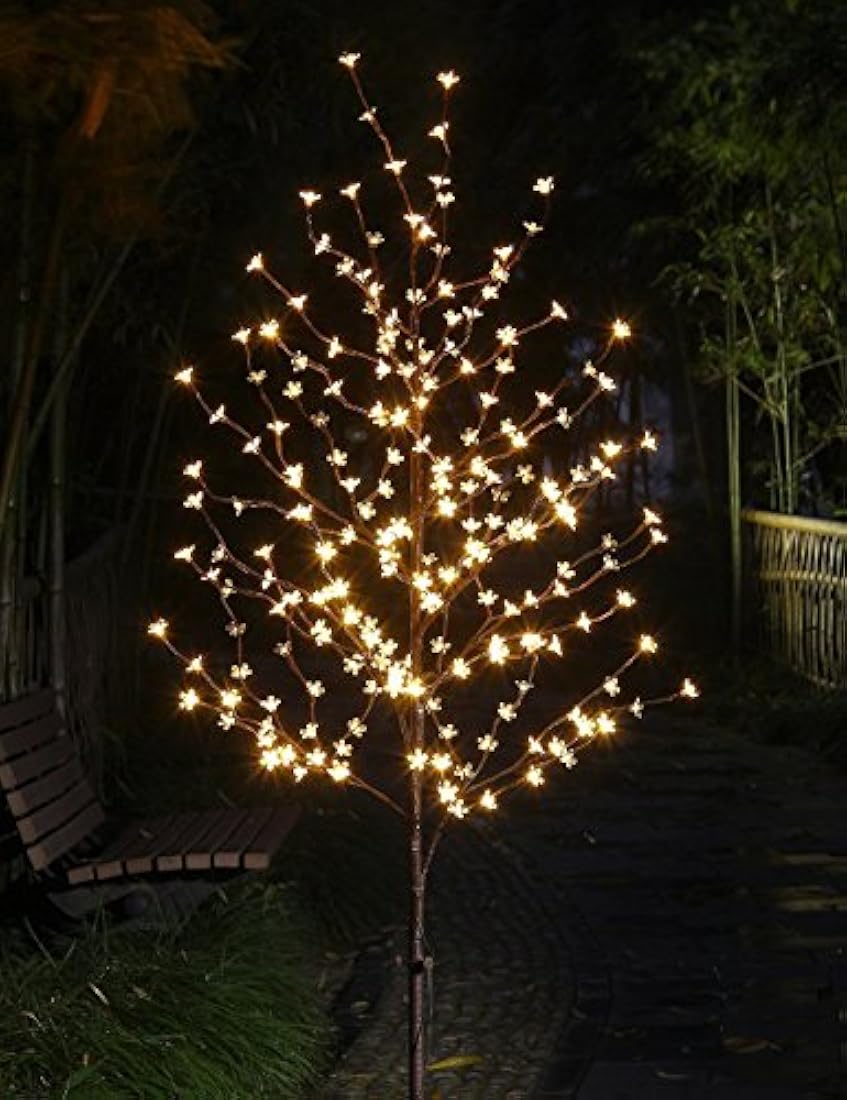 Árbol de cerezo iluminado de 6 pies 208L, luces LED