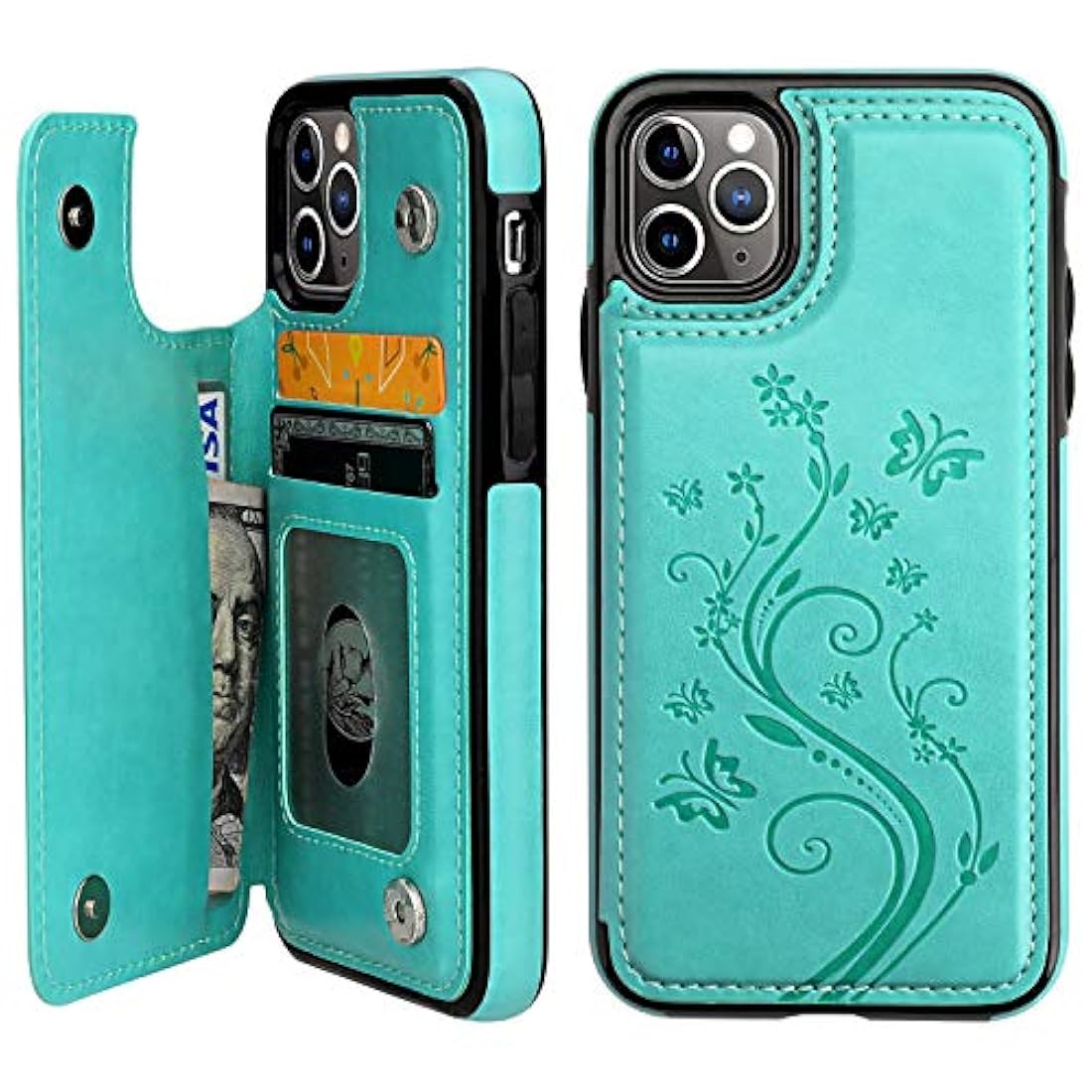 Vaburs - Funda tipo cartera para iPhone 11 Pro Verde