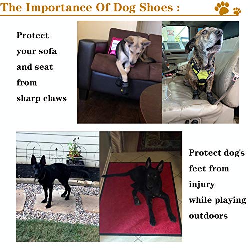 XSY&G Botas para perro, zapatos impermeables para perros, botines para perros con suela reflectante resistente antideslizante y antideslizante, zapatos para perros medianos para exteriores 4 unidades, talla 1