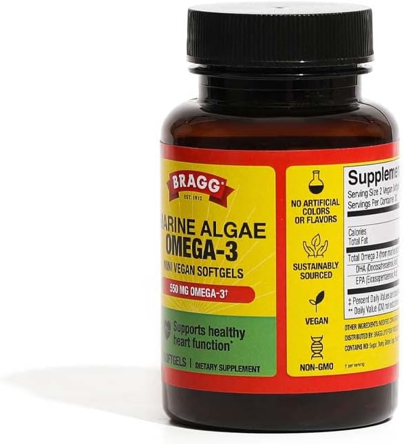 Suplemento Omega 3 Vegano Bragg - Algas Marinas - 60 Cápsulas