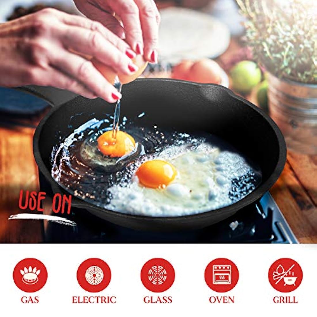 Sarten juego de 3 piezas de hierro fundido NutriChef NCCI76