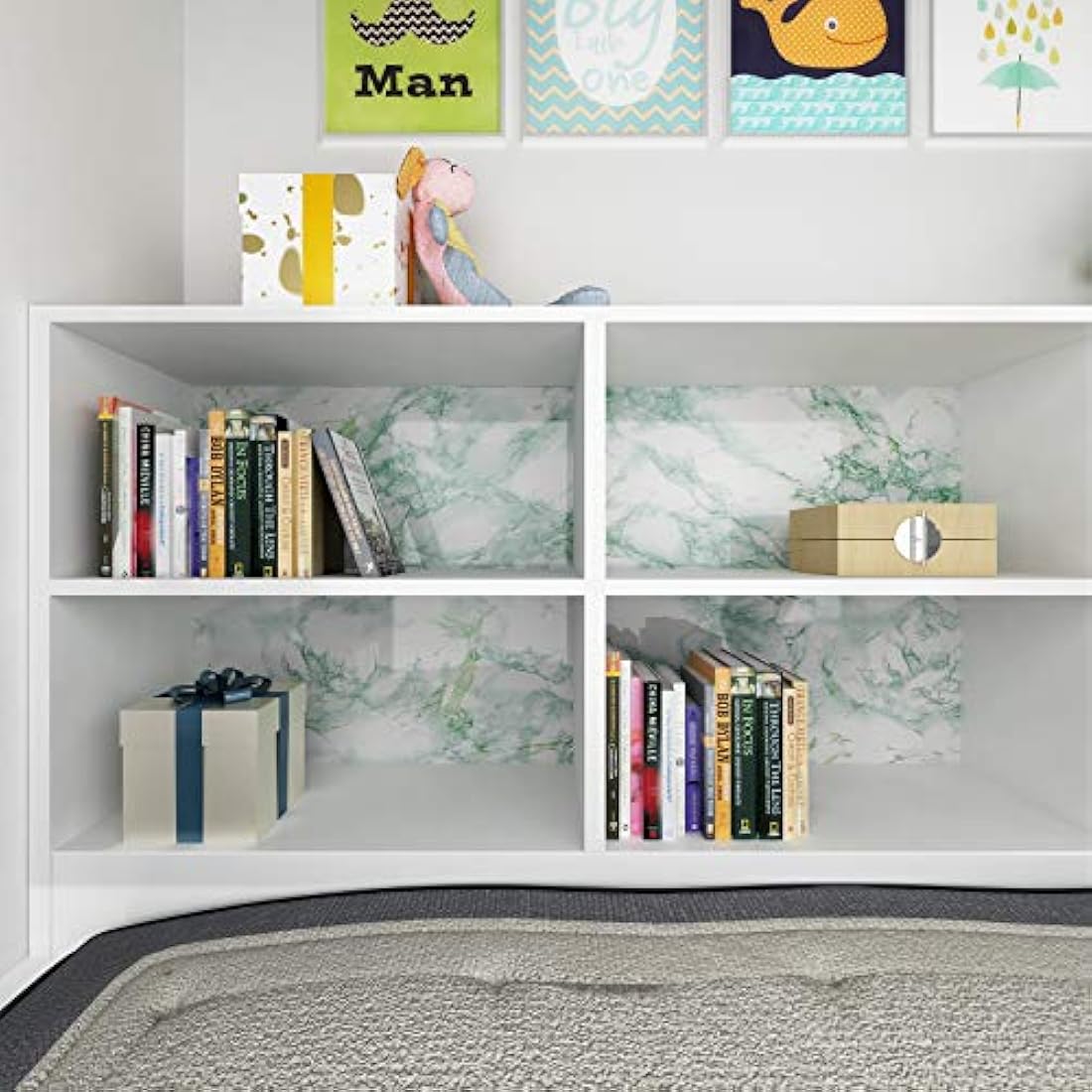 Papel vinilo adhesivo tipo mármol verde (15.74x118.11)