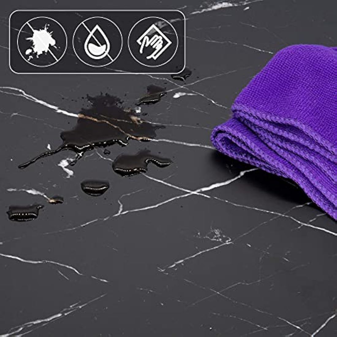 Papel de contacto de mármol negro cocina encimeras