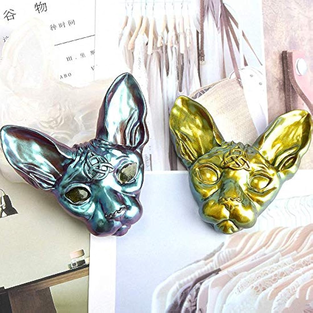 Sphynx Cat Head Silicone Resin Mold, Canadian Hairless Cat Beerus Devil DIY Hand Craft Epoxy Resin Molds for Making DIY Jewelry Necklace Pendant Keychain Handmade Crafts