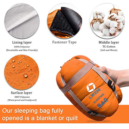 ECOOPRO Saco de dormir para clima cálido, portátil, impermeable, compacto, ligero, cómodo con saco de compresión, ideal para acampar al aire libre, mochileros y senderismo-83 pulgadas de largo x 30 pulgadas de ancho, para adultos
