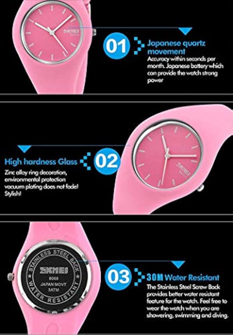 Gosasa Casual Simple Estilo Correa de Silicona Mujeres Hombres Relojes Deportivos 98.4 ft Impermeable