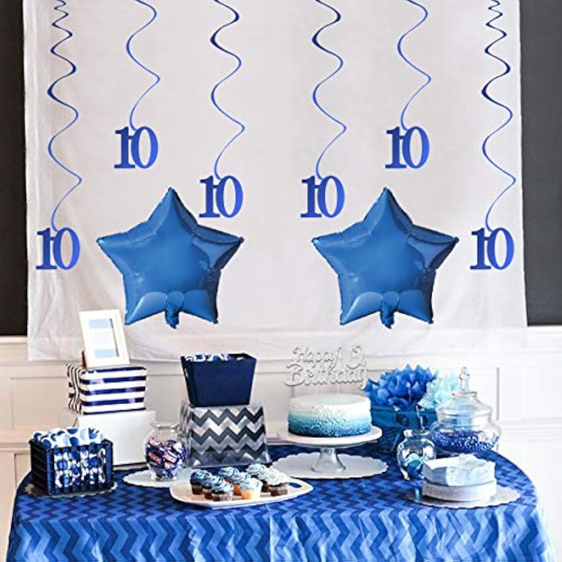 Artículos para fiestas Decoración de 10º cumpleaños azul