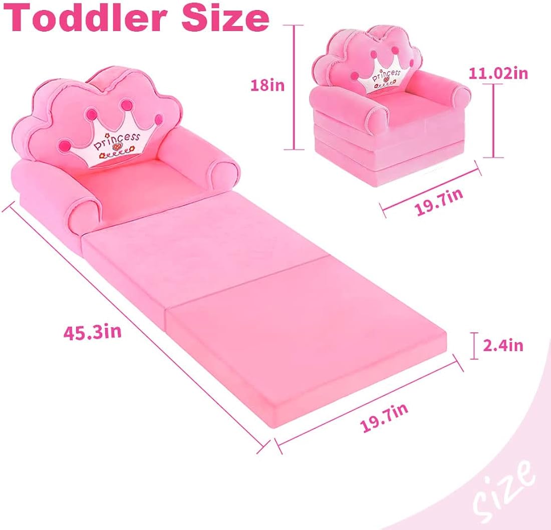 Silla plegable de princesa y convertible en cama para niñas