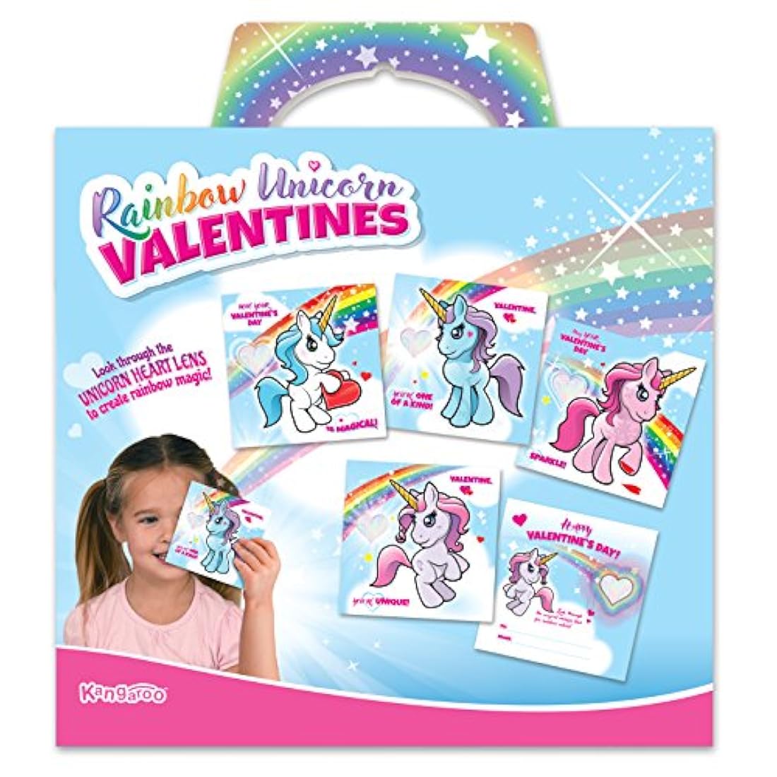 Kangaroo Tarjetas San Valentín,diseño unicornio y arco iris