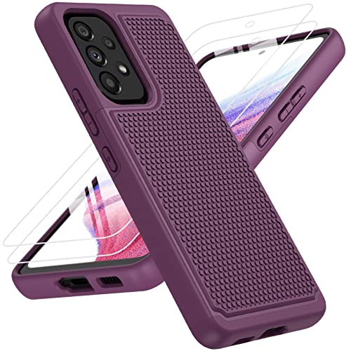 Funda para Samsung Galaxy A53 5G (Galaxy A53 5G UW): funda protectora de doble capa resistente a prueba de golpes, resistente con parte trasera texturizada antideslizante, protección militar, 6.5 pulgadas (color morado burdeo)