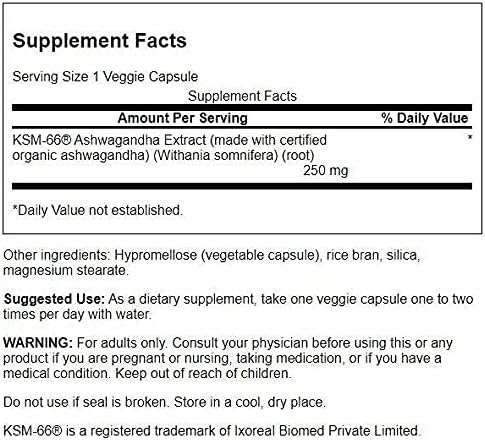 Suplemento de Ashwagandha KSM-66 Swanson, 60 cápsulas