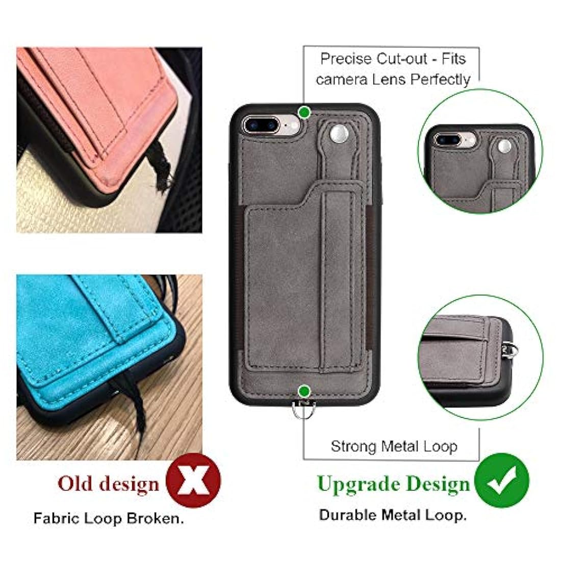 TOOVREN - Funda para collar de iPhone Gris