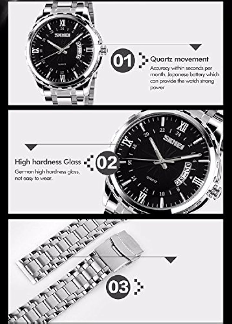 Reloj clásico de cuarzo para hombre con correa de acero inox