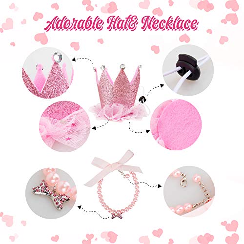 GAGILAND Disfraz de cumpleaños para perro, tutú de cachorro, adorable collar para perros pequeños, niña y cachorro