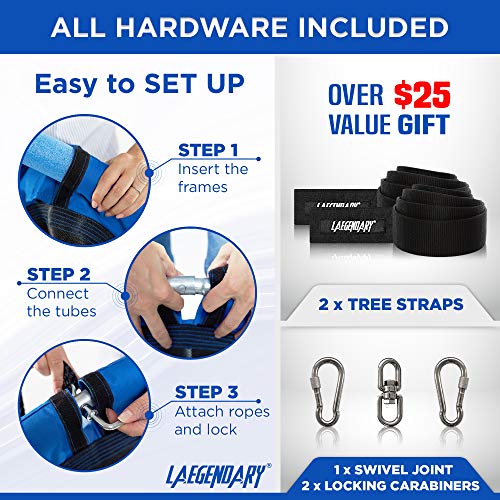 LAEGENDARY - Columpio gigante para árbol de plataforma de 60 pulgadas para niños y adultos, soporta hasta 700 libras, columpio de surf para uso en exteriores e interiores, rectángulo azul