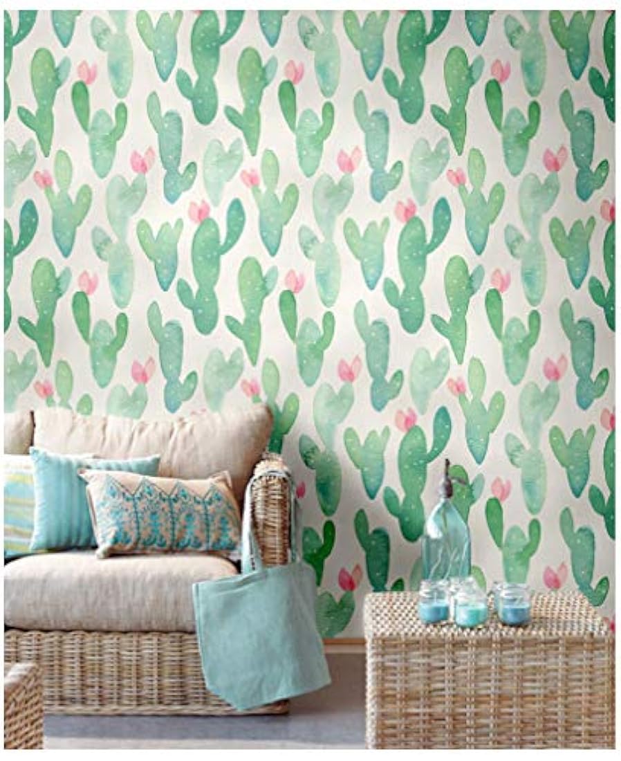 Papel pintado autoadhesivo cactus verde(118.11x17.72x 0.13)