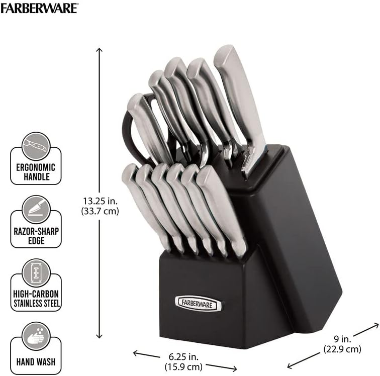 Juego de cuchillos de 13 piezas Farberware EdgeKeeper Negro