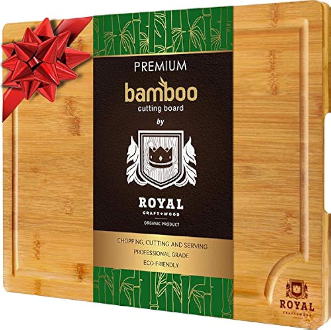 Tabla de cortar de bambú orgánico con ranura para jugo