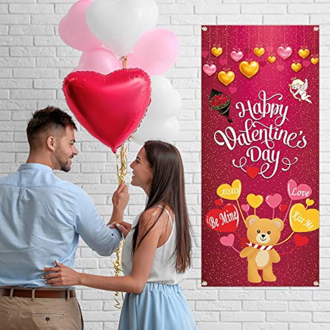 Feliz Día de San Valentín Cubierta de la puerta Bandera