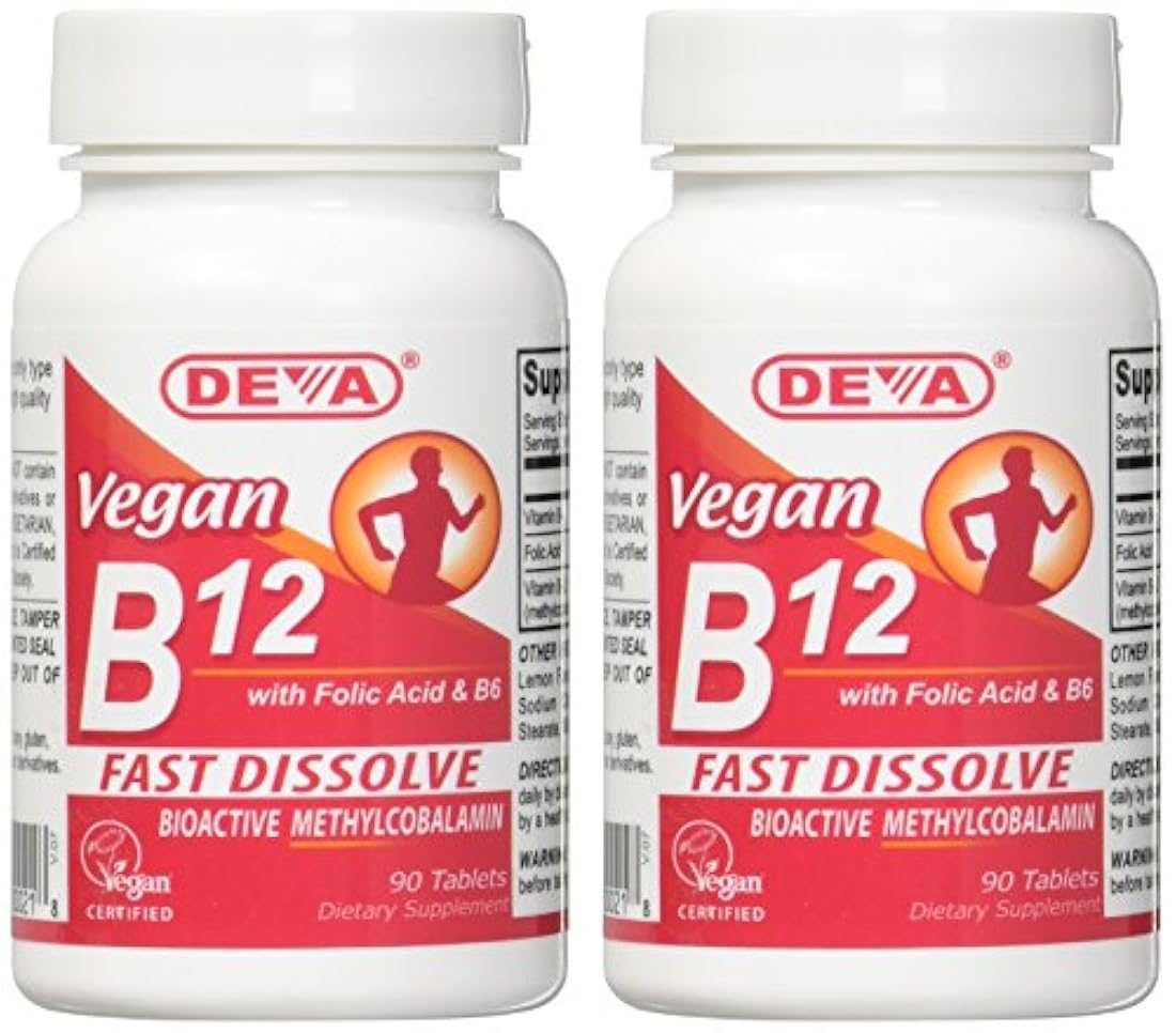 Deva Vitamina vegana B-12 Pastillas de disolución rápida