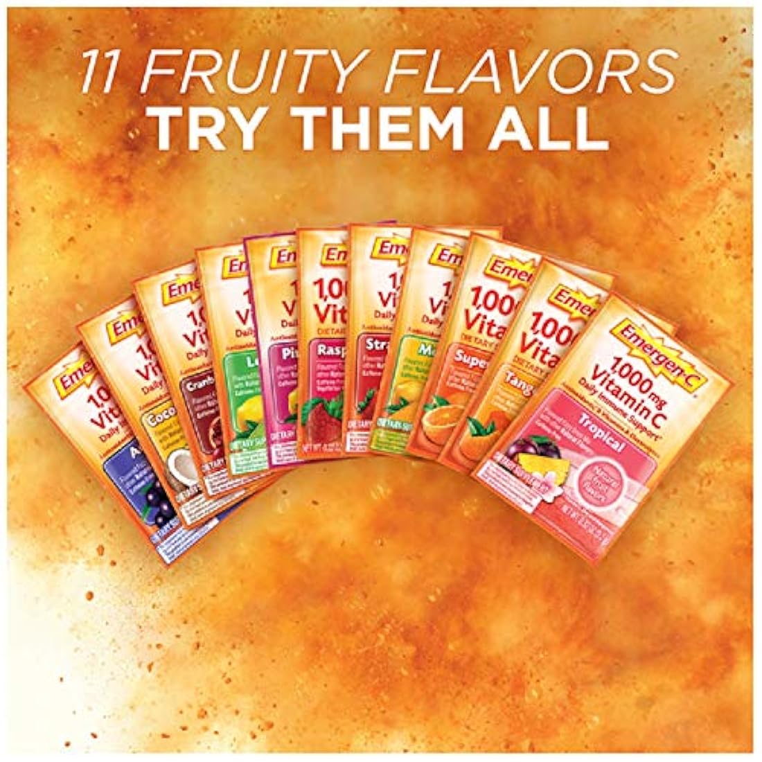 Emergen-C 1000 mg de vitamina C en polvo, con antioxidantes, vitaminas B y electrolitos, suplementos de vitamina C para apoyo inmune, mezcla de bebida libre de cafeína, sabor a frambuesa – Suministro de 60 unidades/2 meses