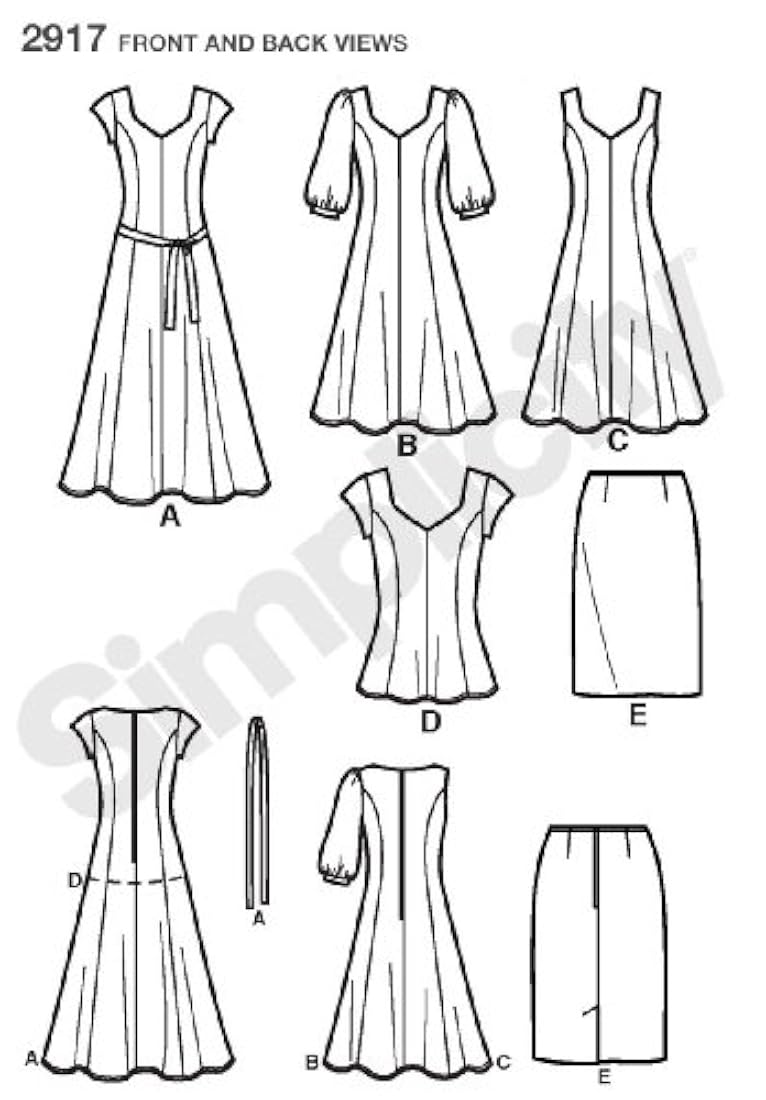 Patrón de costura Simplicity 2917 Miss/Plus tamaño vestidos