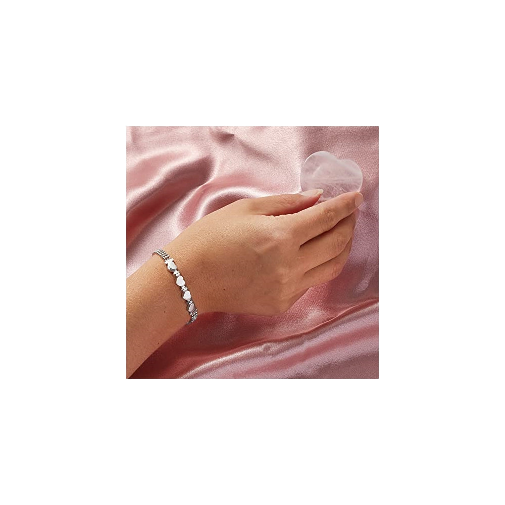 Pulseras y tobilleras de plata ley con cuentas de corazón