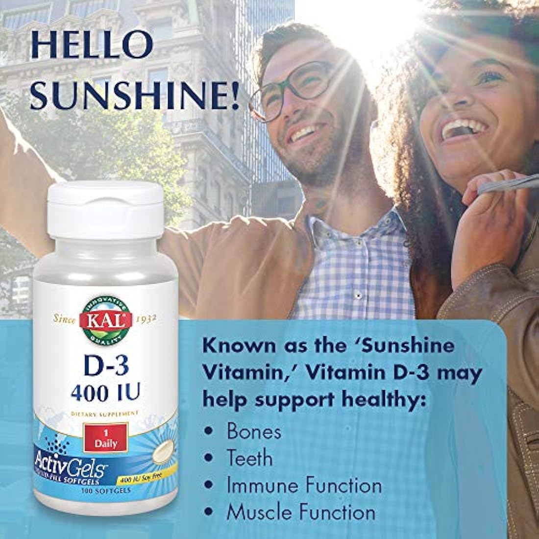 Kal D-3 400 IU cápsulas blandas, 100 unidades