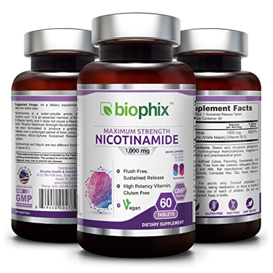 Vitamina Natural sin Flush-Free Amide Nicotínico sin gluten