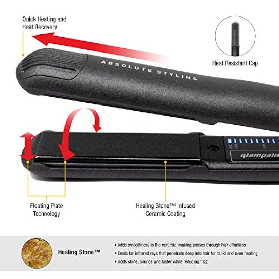 GlamPalm - Plancha de cerámica para el pelo
