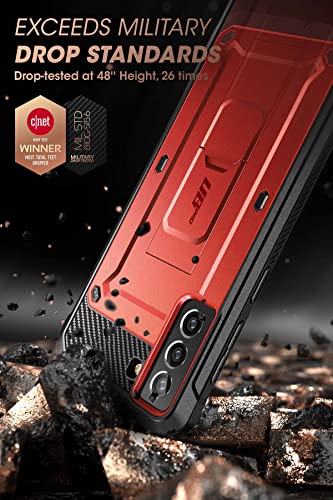 SUPCASE Unicorn Beetle Pro Series - Funda diseñada para Samsung Galaxy S21 FE (versión 2022), funda resistente de doble capa y funda de soporte con protector de pantalla integrado (rojizo)