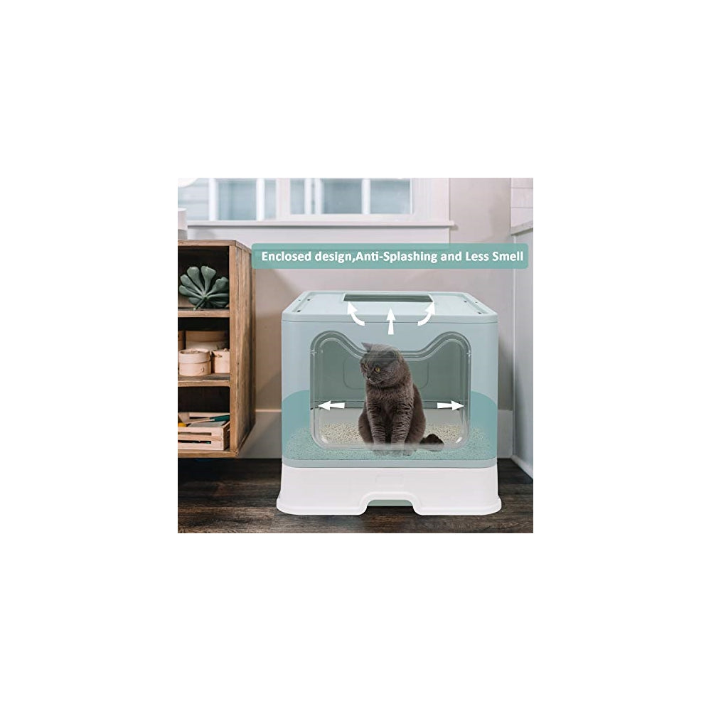 Caja de arena plegable para gatos con tapa, orinal cerrado