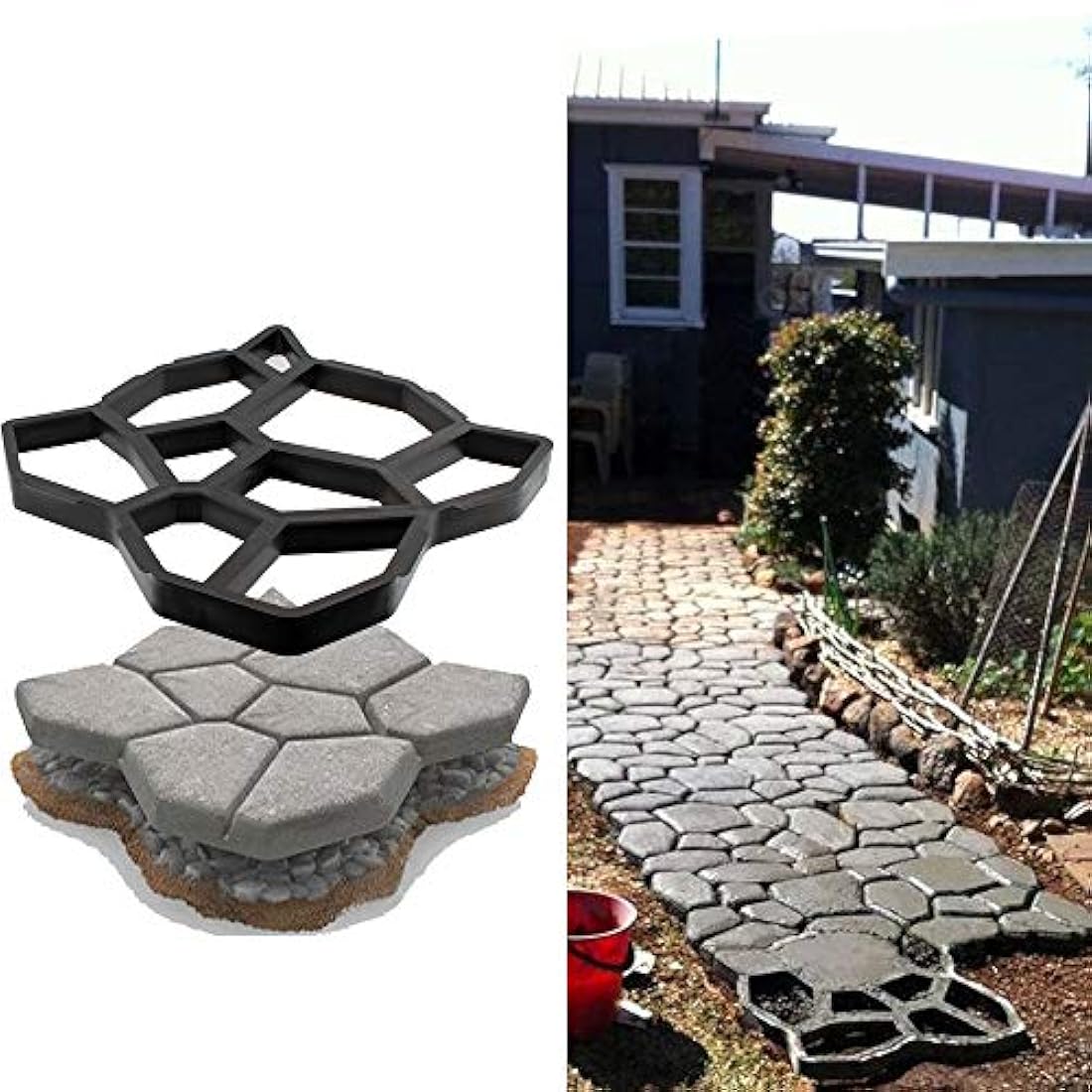 Moldes reutilizables para hacer caminos de hormigón