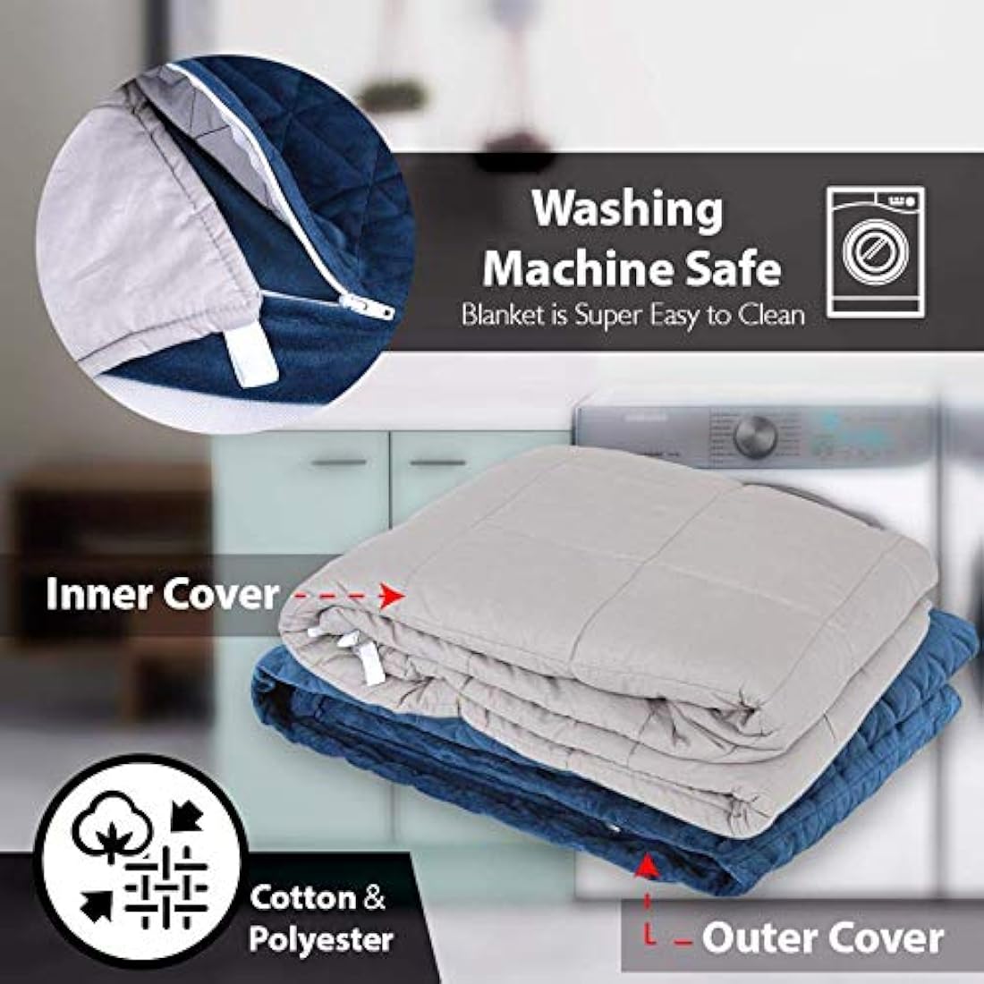 Manta de edredón pesado SERENELIFE SLHVBLKT15