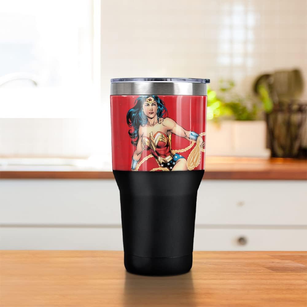 Taza de acero inoxidable DC Wonder Woman 30 oz con tapa deslizante