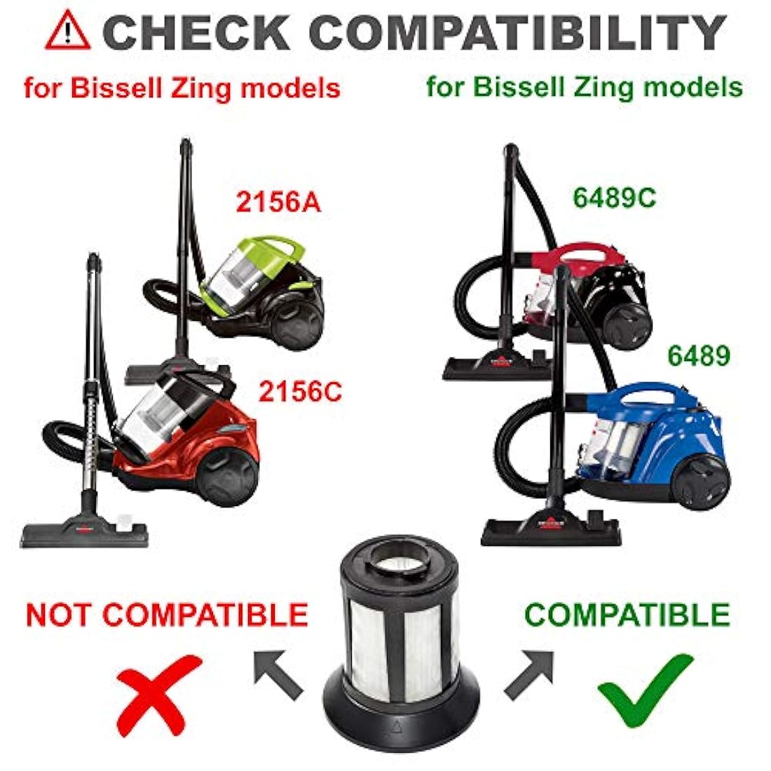 HQRP - Paquete de 2 tazas Suciedad con filtro Aspiradora