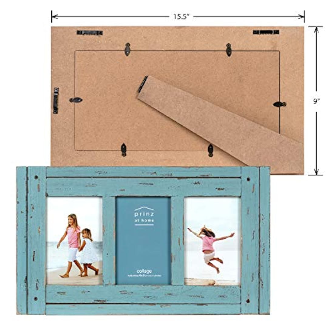 Marco de fotos (madera envejecida, 3.9 x 5.9 in), color azul