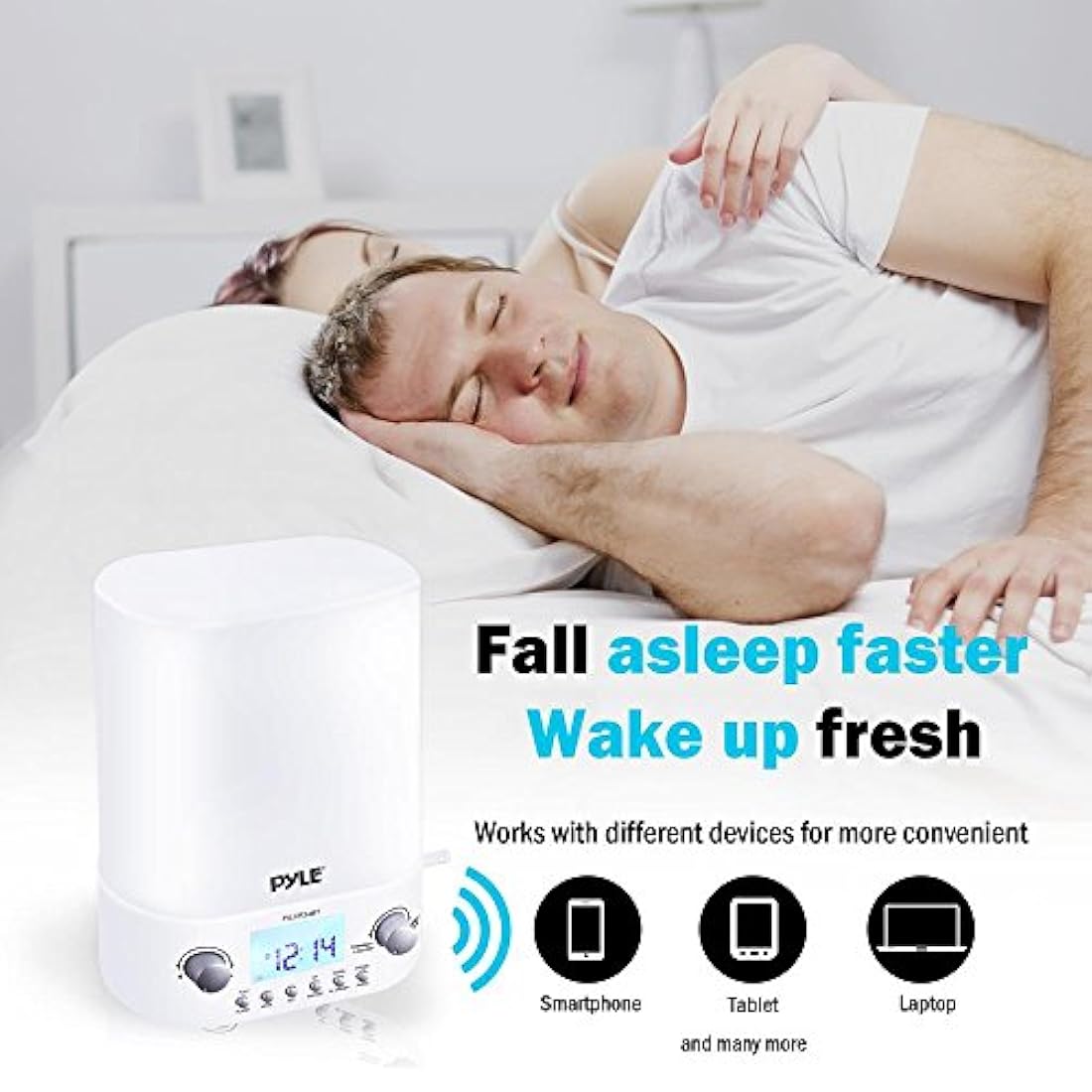 Pyle Bluetooth Nightlight Home Audio Radio, color blanco