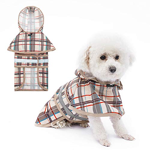 Chubasquero con capucha para perro con tira reflectante, impermeable, ajustable, ligero, transpirable, poncho de lluvia para perros grandes