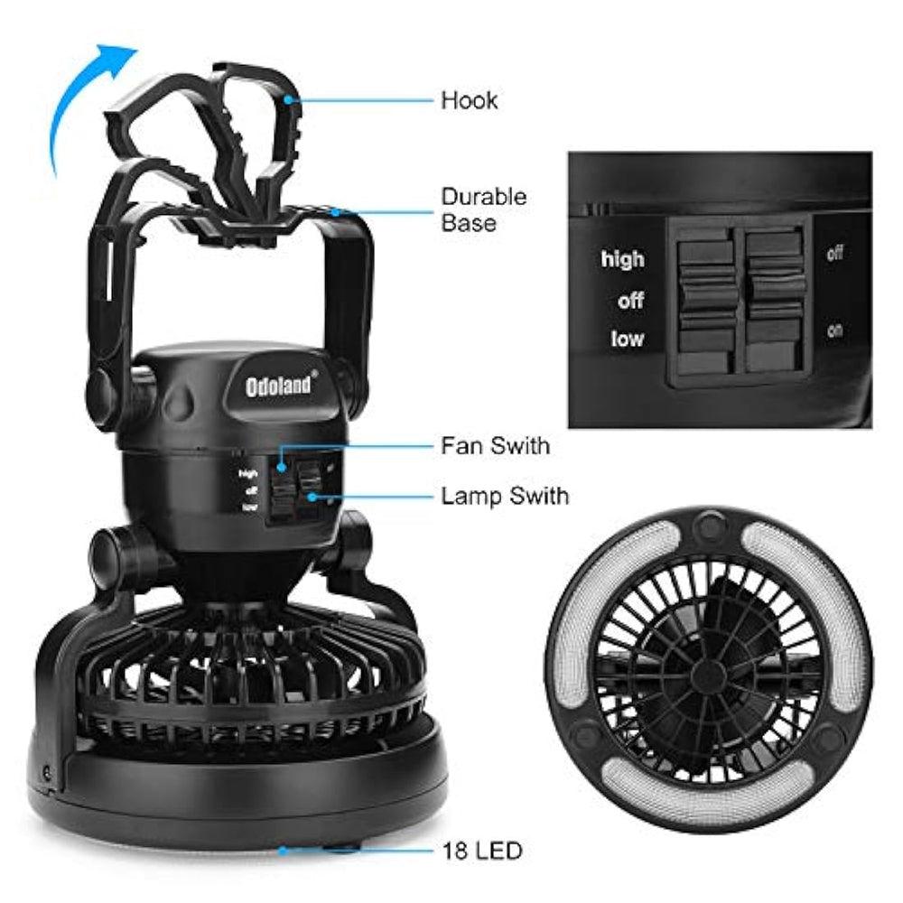 Lámpara LED portátil con ventilador para emergencias y campi