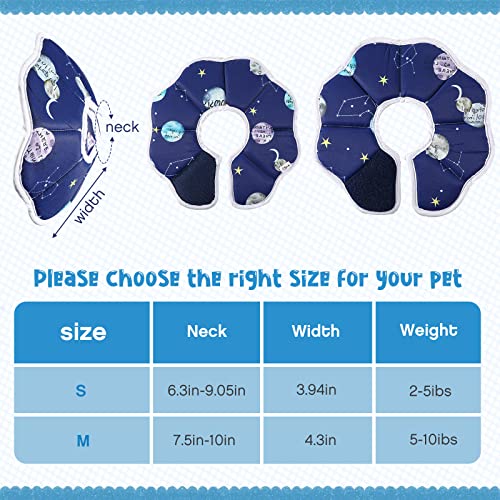 Collar de recuperación ajustable impermeable para gatos con cono de algodón suave y protección postoperatoria, cuello de cono azul cielo estrellado, collar de gato cómodo protector para mascotas para gatos, gatitos y perros